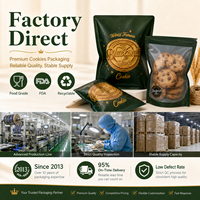 Sachet personnalisé refermable pour biscuits, pochette verticale en plastique scellée avec fermeture éclair pour emballage de bonbons et biscuits