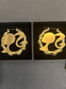 Pendientes de Aro de Bambú con Hilo Dorado y Letra Personalizada, con Diseño de Personajes de Dibujos Animados, para Mujeres y Niñas - Product Image 5