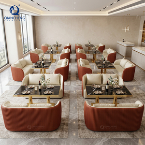 Ensemble de mobilier commercial OEM en gros pour café, bar, <span class=keywords><strong>restaurant</strong></span> de hamburgers, club, café : canapé métallique, chaise, banquette et table - Product Image 2