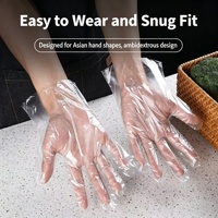 Gants jetables en PE imprimés en couleur pleine, personnalisés avec des dessins animés, emballés individuellement, gants transparents pour la restauration