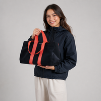 Sac fourre-tout en toile de coton noir moyen avec logo personnalisé et double poignée pour le voyage, la publicité, l'OEM, la fabrication en gros
