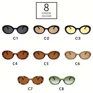 Lunettes de soleil ovales rétro tendance 2025 pour femme, protection UV400, couleur gelée, lunettes rondes pour femme - Product Image 6