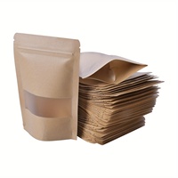 Sacs d'emballage en papier kraft brun en gros, refermables, thermoscellables, pour aliments, avec fenêtre transparente