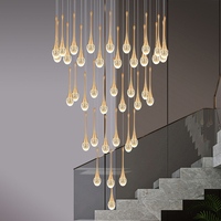 Lustre Duplex Lumière Luxe Cristal Art Designer Hôtel Lobby Villa Salon Loft Appartement Escalier Lustre LED Verre