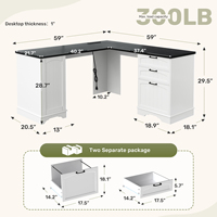 Bureau de travail en L moderne, durable, modulaire, écologique, avec tiroirs de charge USB, armoire à dossiers résistante à l'eau, montage facile, pour la maison