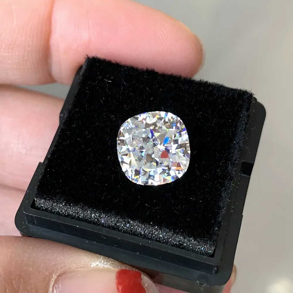 High quality cheap crushed ice cushion white color synthetic moissanite diamond 4x4mm- 9.5x9.5mm iced out moissanites