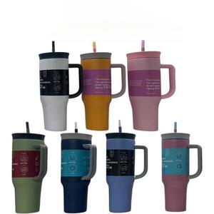 <span class=keywords><strong>Mug</strong></span> de voyage isotherme en acier inoxydable à double paroi de 40 oz avec logo personnalisé, couvercle à poignée anti-fuite pour le café et l'utilisation en voiture - Product Image 3