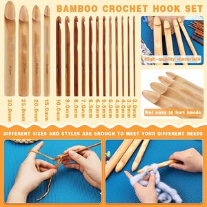 1 ensemble de 16 crochets à crochet et aiguilles à <span class=keywords><strong>tricoter</strong></span> en bois simples avec 10 marqueurs de mailles, poignées lisses et durables - Product Image 4