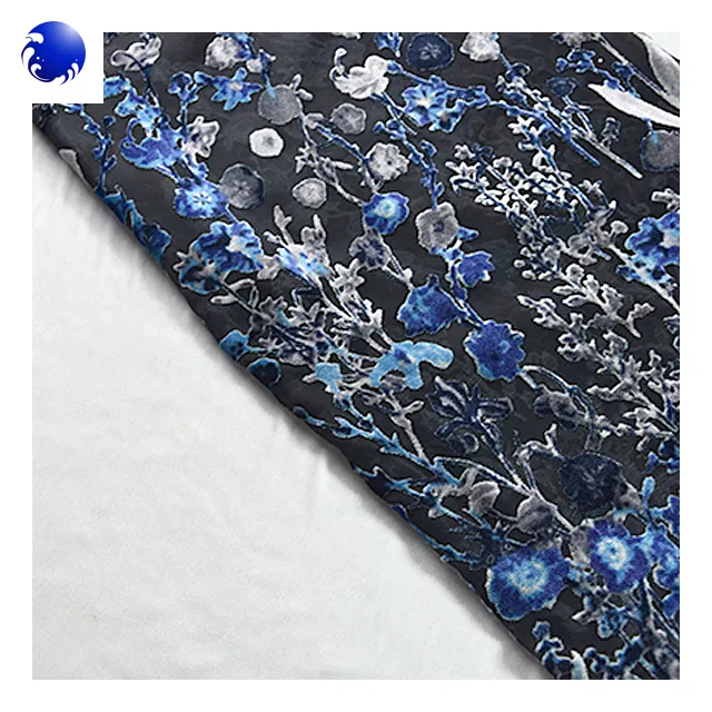 Jiangsu changzhou print burnout nylon rayon tessuto in velluto per abito da sera