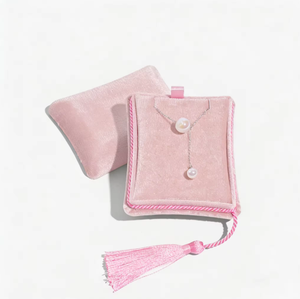 Modern Forte Velvet Jewelry Box Flip-Top Ring & Pendant Set Valentine's Day Soft Fabric Packaging Case - Product Image 4