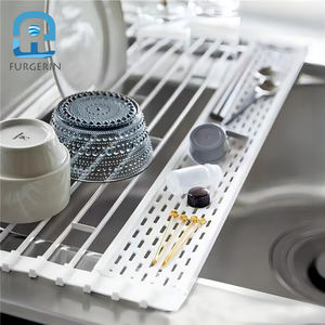 Supporto di <span class=keywords><strong>scarico</strong></span> per lavello da cucina cestello per piatti pieghevole supporto per tappetino per tende a rullo supporto separato rimovibile forte capacità portante - Product Image 5