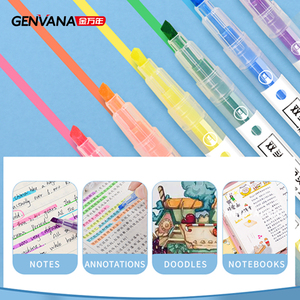 Hot bán long lanh <span class=keywords><strong>Highlighter</strong></span> bút lời khuyên kép 6-màu nhiều màu vẽ Marker Set huỳnh quang highlighters - Product Image 4