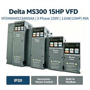 อินเวอร์เตอร์อุตสาหกรรม Delta VFD49AMS23ANSAA 3 เฟส 230V ควบคุมแบบเวกเตอร์ไร้เซนเซอร์ สำหรับระบบอัตโนมัติ ระดับ IP21 - Product Image 1