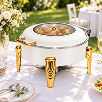 Matériel de restauration : Réchauds de buffet, chauffe-plats en acier inoxydable blanc et or, Réchaud de luxe royal