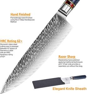 Couteau de Chef Professionnel Japonais en Acier Damas VG10, 67 Couches, Lame de 8 Pouces, Haute Qualité - Product Image 2