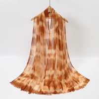 Hijab respirant 100% viscose, écharpe imprimée, châles en rayonne pashmina avec franges pour femmes musulmanes, tie-dye