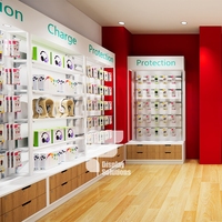 Présentoir de téléphone portable en fourrure, vitrine moderne pour téléphone portable, design/mur, étagères en verre accessoire, magasin