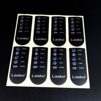 Autocollant de panneau de commande personnalisé fenêtre d'étiquette PET transparente sérigraphiée pour ordinateur à membrane de panneau électrique de dispositif à LED