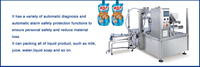 Machine d'emballage liquide pour sachets triangulaires, dosage secondaire de produits liquides et pâteux, équipée d'une pompe à liquide et d'un chargeur annulaire