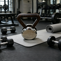Haltère de style kettlebell réglable en bois de noyer de luxe avec noyau en acier inoxydable, poignée ergonomique, écologique et portable pour la musculation à domicile