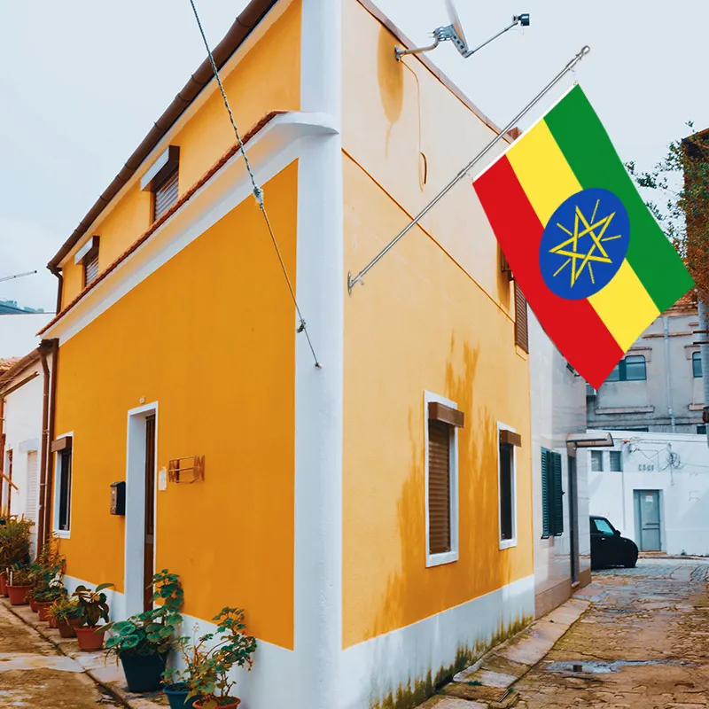 Özel baskılı tek taraflı 3x5ft etiyopya bayrağı, tüm ulusal afişler ve ekran bayrakları için özelleştirilebilir.