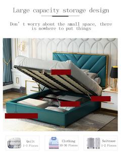 ما بعد الحداثة سرير جلد بسيط هونغ كونغ نمط سرير فاخر الإطار أثاث غرفة النوم - Product Image 4