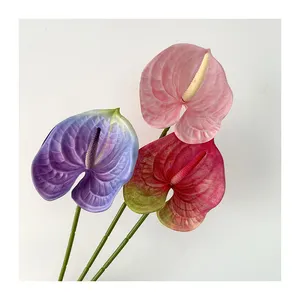 Factory Direct Wholesale Low Price 60cm High Meichun Small Artificial Anthurium Multicolor Wedding Home Shop Artificial Flower