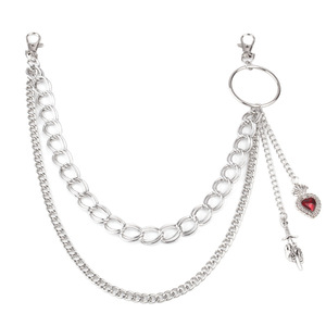 โซ่คาดเอวรูปหัวใจ โลหะผสมสังกะสี จี้สีแดง แฟชั่นฮาโลวีน โซ่คล้องตัวสำหรับผู้ชาย ผู้หญิง สไตล์ฮิปฮอป - Product Image 5