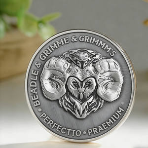 Pièce de monnaie de défi fantaisie personnalisée, directement de l'usine, en argent antique avec relief 3D de créature mythique, pièce commémorative avec texte personnalisé - Product Image 1