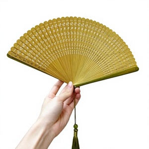 Modern Painted Wooden Folding <b>Hand</b> <b>Fan</b> with Artisan Crafted Finish Lightweight Natural Wood Construction for Summer - Product Image 1