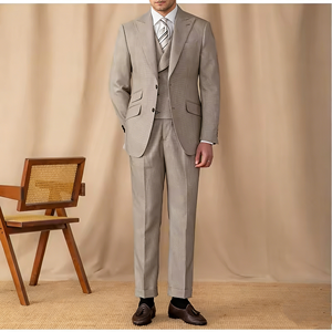 Traje de Hombre Entallado Personalizado, Traje de Negocios de 3 Piezas, Color Sólido, Dos Botones, Doble Abertura, Solapa de Pico, Conjunto Casual para Hombre - Product Image 1