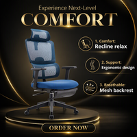 Chaise de bureau ergonomique moderne en maille, dossier haut, pivotante, réglable en hauteur avec support lombaire pour le bureau à domicile