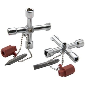 Set di Attrezzi 4 in 1 con Chiave a Brugola Argentata, Cacciavite a Triangolo e Quadrangolo per Quadri Elettrici e Valvole di Ascensori - Product Image 4