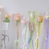 Kemasan Bunga Aierflorist Macaron Warna Solid untuk Satu Tangkai Bunga, Tas Kemasan Festival Mawar Satu Ranting, Perlengkapan Bahan Bunga