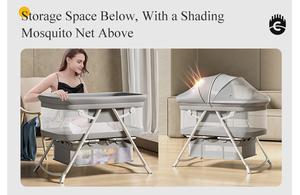 ベッドサイドベビーベッド折りたたみ可能金属製バシネットリネン生地 + アルミニウム合金寝室病院 & パーク - Product Image 4