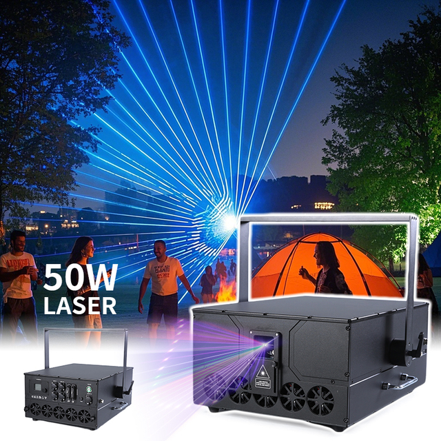 50W IP65 Waterproof 3d Rgb Full Color Animation Pattern Laser Light High Power Projector Landmark for Building Outdoor