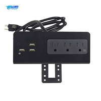 Multiprise de bureau USB-C 20W à fixation murale avec 3 prises CA et 4 ports USB de charge, protection contre les surtensions, sécurité enfant, pour bureau et domicile