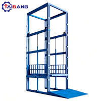Ascenseur de fret hydraulique mural, commande électrique à distance, taille/hauteur personnalisable, construction en acier, élévation de 16 mètres