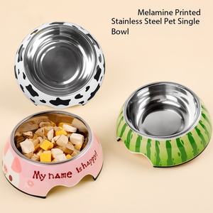 Belle conception de dessin animé en acier inoxydable deux couches utilisation séparée simple et Double bol nourriture pour animaux de compagnie bol d'eau chat chien mangeoire - Product Image 2