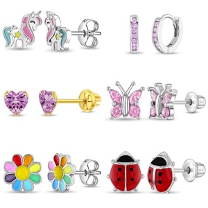 <span class=keywords><strong>Orecchini</strong></span> personalizzati in <span class=keywords><strong>argento</strong></span> Sterling 925 placcato oro 14K simpatica collezione di animali con <span class=keywords><strong>coccinella</strong></span> unicorno per feste ragazze - Product Image 2