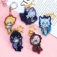 Porte-clés personnalisé en acrylique découpé au laser double face, motif anime mignon, porte-clés en plastique pailleté dessin animé, breloque en acrylique époxy