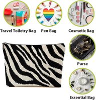 Trousse de Maquillage Personnalisée Rayures Bleues et Rouges, Pochette Zippée, Grande Trousse de Toilette, Rangement d'Accessoires de Voyage, Cadeau pour Fans des Bills