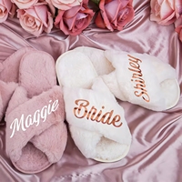 Pantuflas Personalizadas para Novia para el Día de la Boda, Pantuflas Suaves y Afelpadas con Nombre Personalizado para Despedida de Soltera, Regalos para Despedida de Soltera