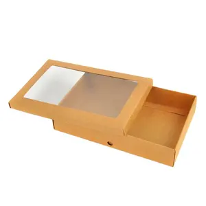 工厂OEM服务透明pvc盒，带PVC窗口的牛皮纸礼品包装盒