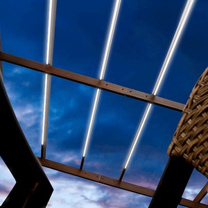 Pérgola de energía solar de jardín Enrejado de uva de aluminio Grano de lujo Morden al aire libre con sombrilla retráctil Gazebo - Product Image 4