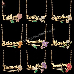 Collana personalizzata con lettere di fiori di 12 mesi con nomi personalizzati collana in acciaio inossidabile per donne - Product Image 6
