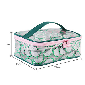 sedex Clear PVC <b>Makeup</b> Bag With Lips And Diamond Print Waterproof Cosmetic Case <b>For</b> Travel Toiletry <b>Storage</b> With Zipper - Product Image 4