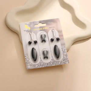 Hitopin 48 Pezzi Hijab Clip, Pin Hijab Musulmano, Spilla per Sciarpa Hijab, Clip di Perle per Foulard, Spilla da Balia a Forma di U, per Decorazione di Vestiti per Ragazze (Bianco, Nero