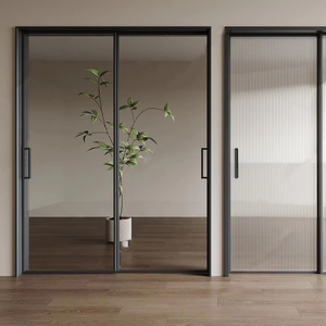 Portes coulissantes en aluminium au design minimaliste avec double vitrage, 2/3/4 panneaux, pour chambre à coucher, salon, usage intérieur - Product Image 1