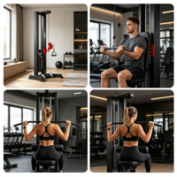 Nouvelle Machine Commerciale de Pulldown Latéral Améliorée, en Acier Robuste, avec Pile de Poids de 70 kg, Cage de Musculation et 16 Niveaux de Hauteur Réglables pour le Fitness